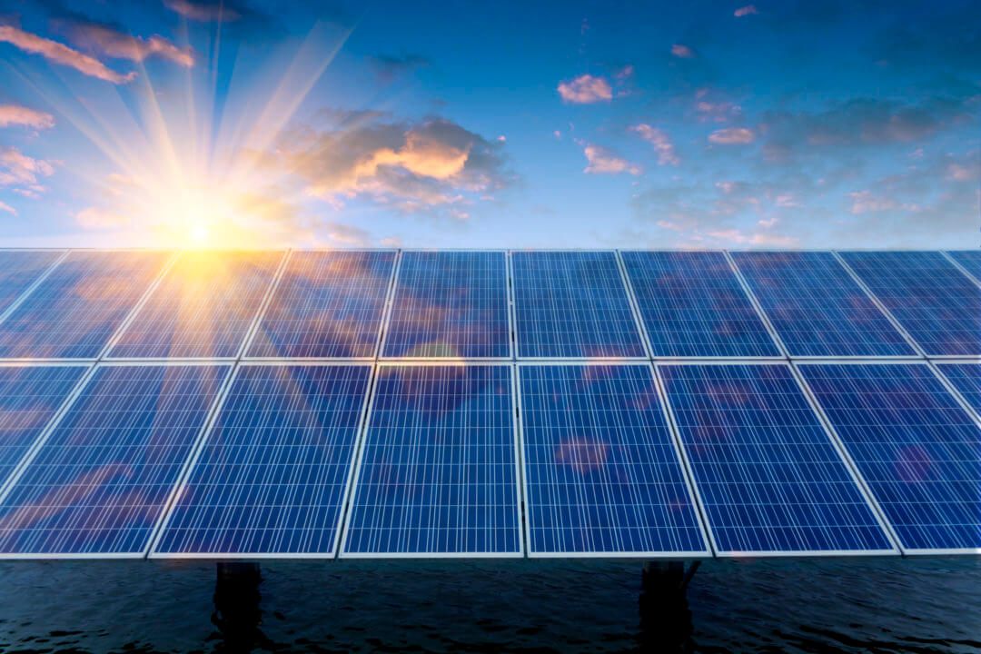 Solar energy panels generating clean electricity