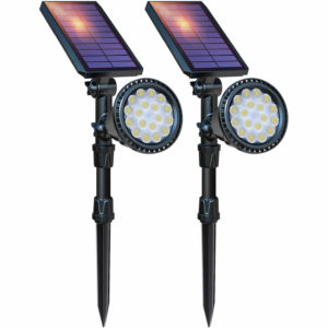 DBF Solar Lights Outdoor, Upgraded 18 LED Waterproof Solar Spotlights