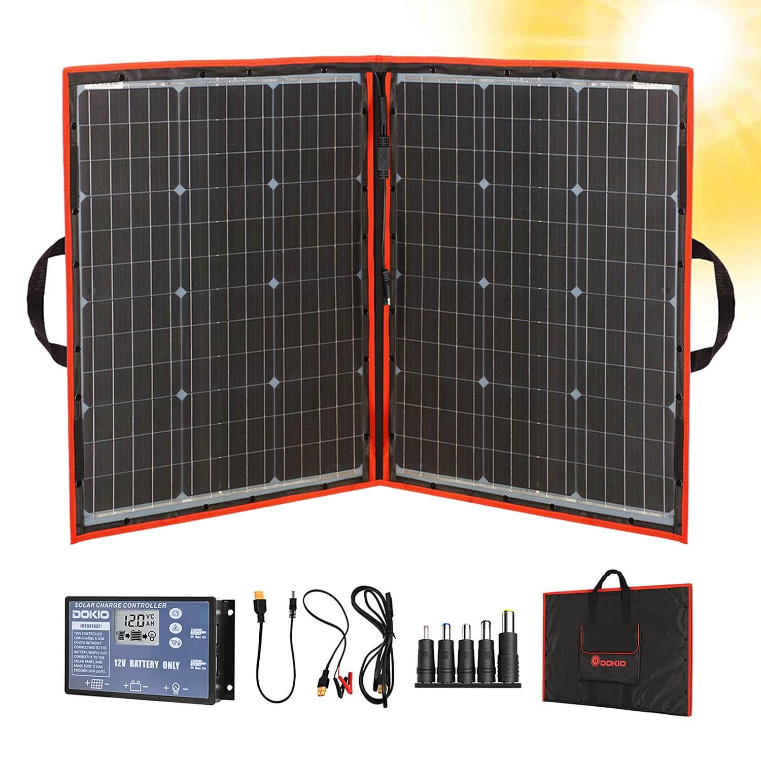 DOKIO 110w 18v Portable Foldable Solar Panel Kit