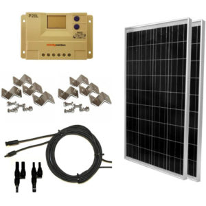 WindyNation 200 Watt (2pcs 100 Watt) Solar Panel Complete Off-Grid RV Boat Kit