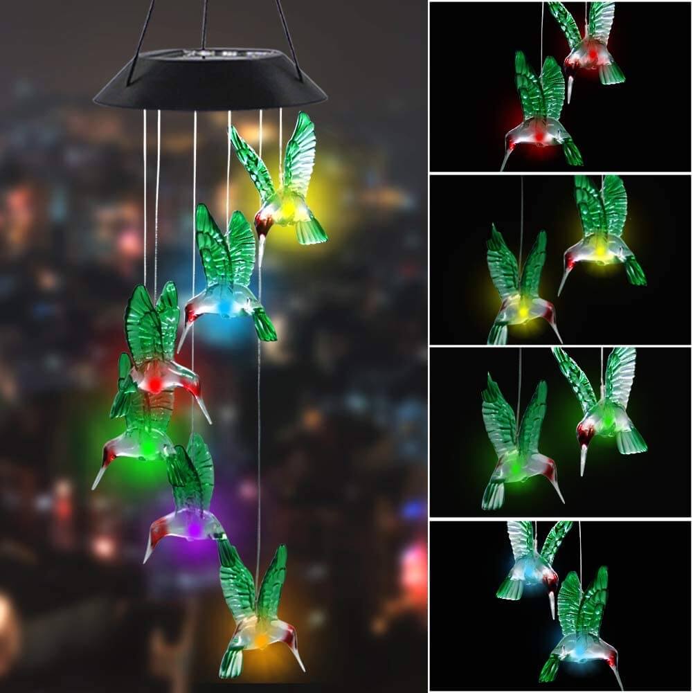 Solar Powered Led Wind Chime Wind Spinner Windchime Outdoor Garden Zb 
