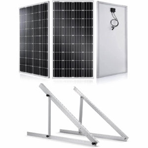 BougeRV 180 Watts Mono Solar Panel with 41in Adjustable Solar Panel Tilt Mount Brackets