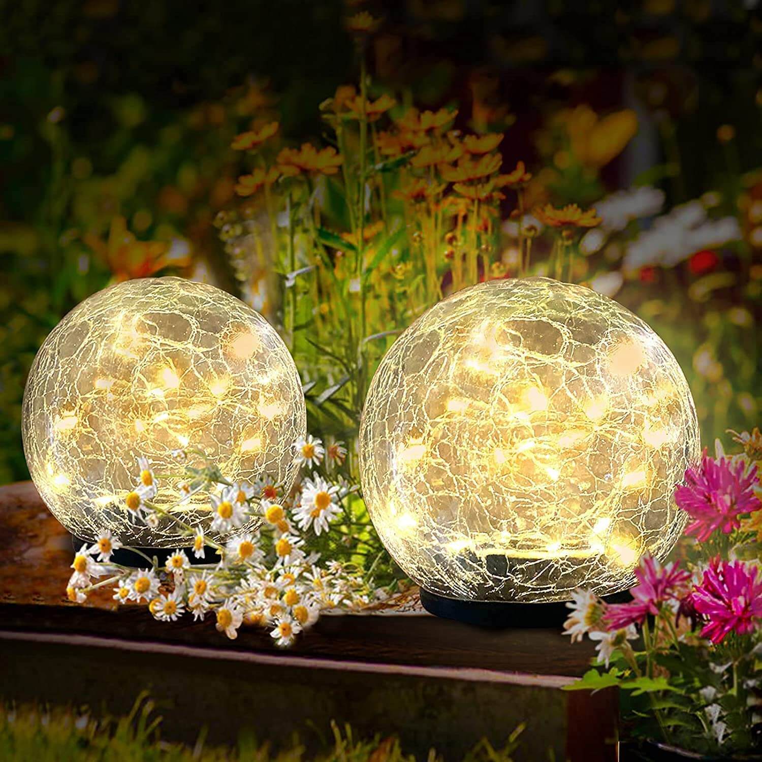 Kooboe Garden Solar Lights Crack Glass Ball