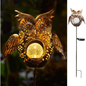 Go2garden Solar Lights Outdoor Owl Decorative Metal