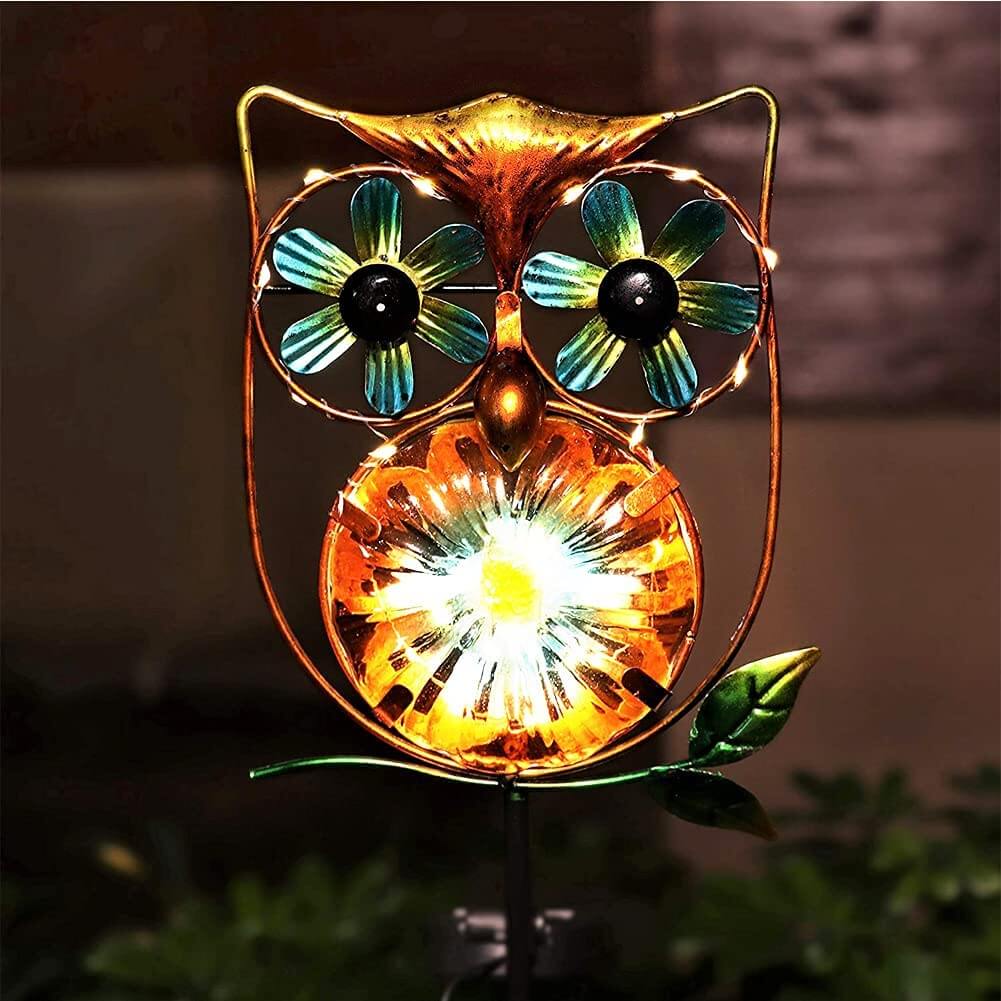 LeiDrail Solar Garden Lights Outdoor Décor Metal Owl