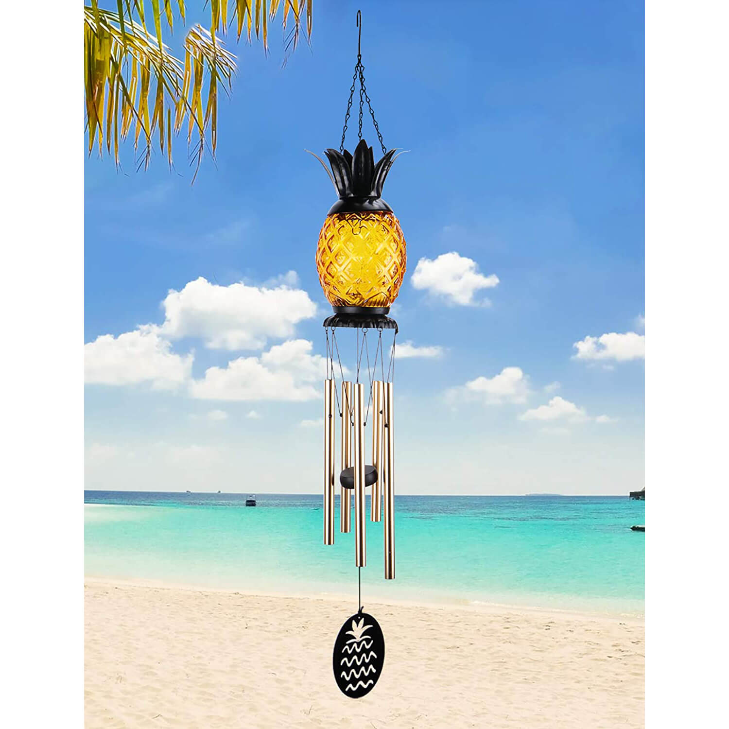 MUMTOP Solar Wind Chime Pineapple Hanging Wind Bell