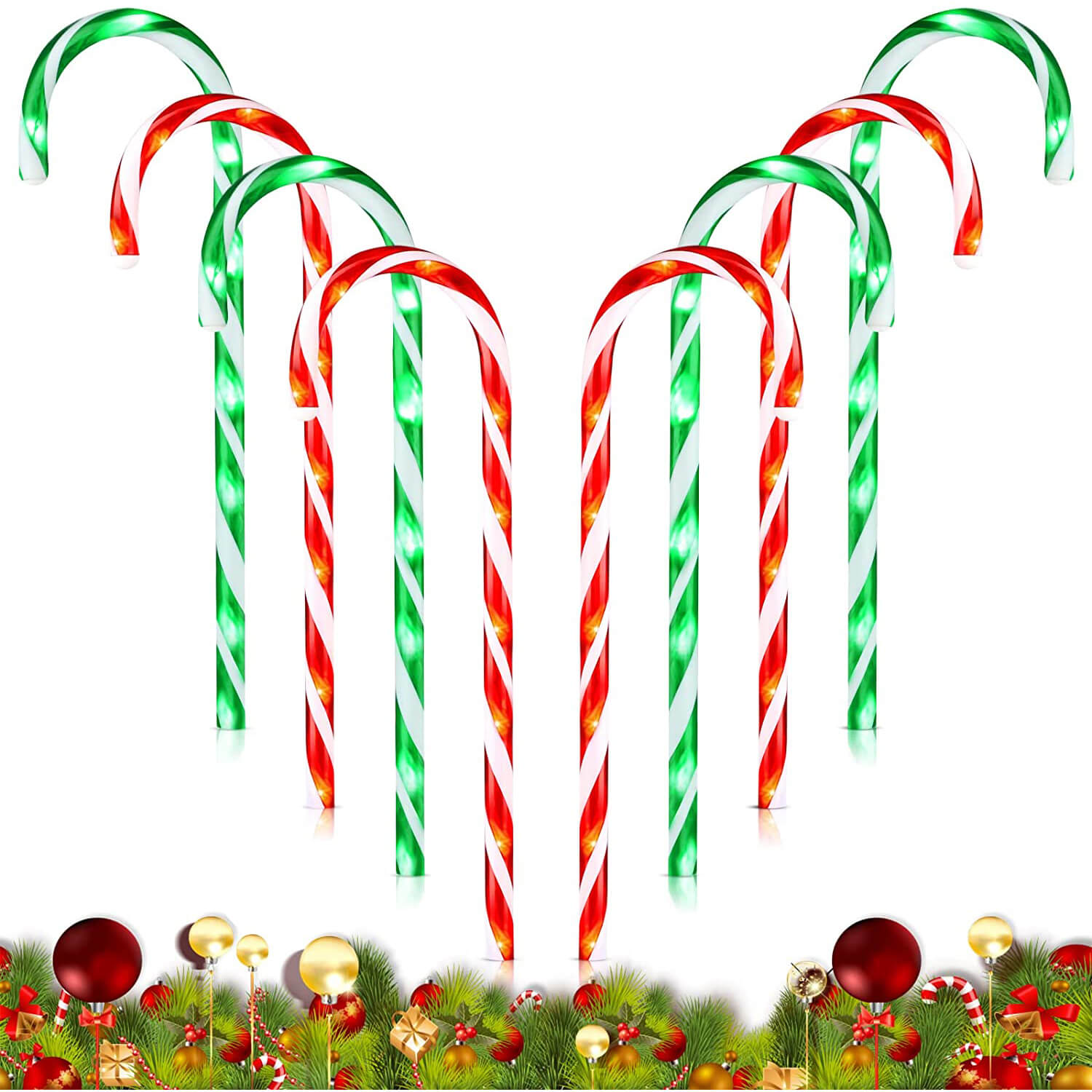 ZHAHA Christmas Candy Cane Pathway Markers Lights