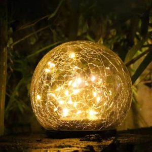 ZKLilLi Globe Solar Lights Cracked Glass Ball