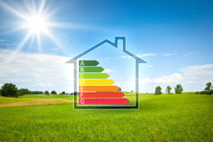 House with energy efficiency graph