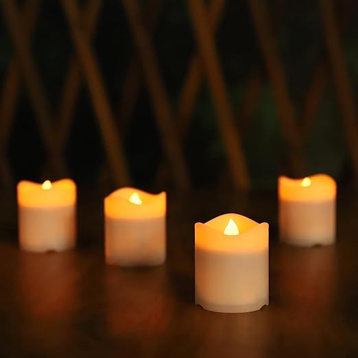 Solar Flickering LED Candle Lights 4-Pack Votive Style