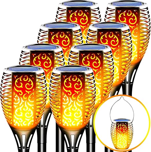 8-Pack Solar Torch Lights Outdoor Upgraded