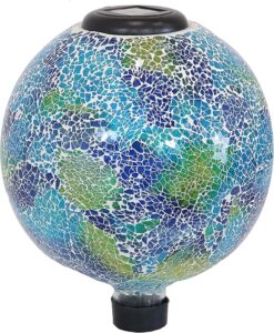 Sunnydaze Solar Gazing Ball 10 Inch Crackled Azul Terra