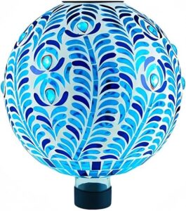 VOREEN Solar Gazing Ball 10 Inch Peacock Mosaic