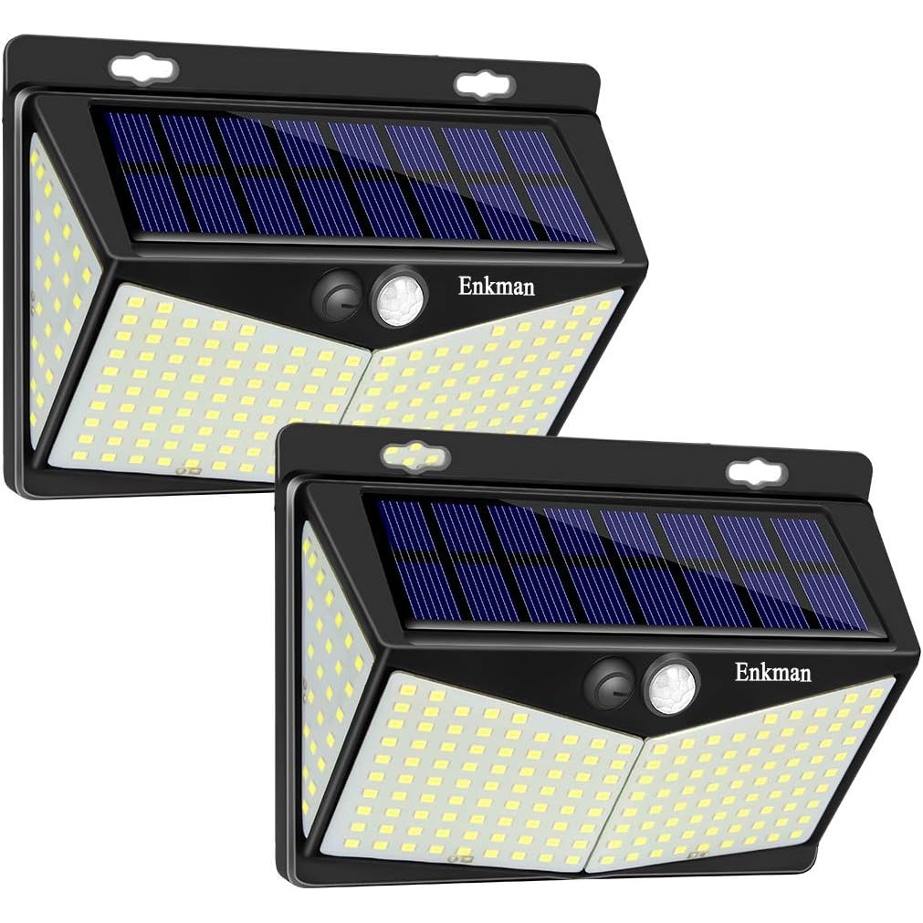 Enkman 208 LED 3200LM Solar Security Motion Sensor Lights 2-Pack