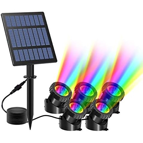 T-SUN 5-Headlamp RGB Solar Pond Lights
