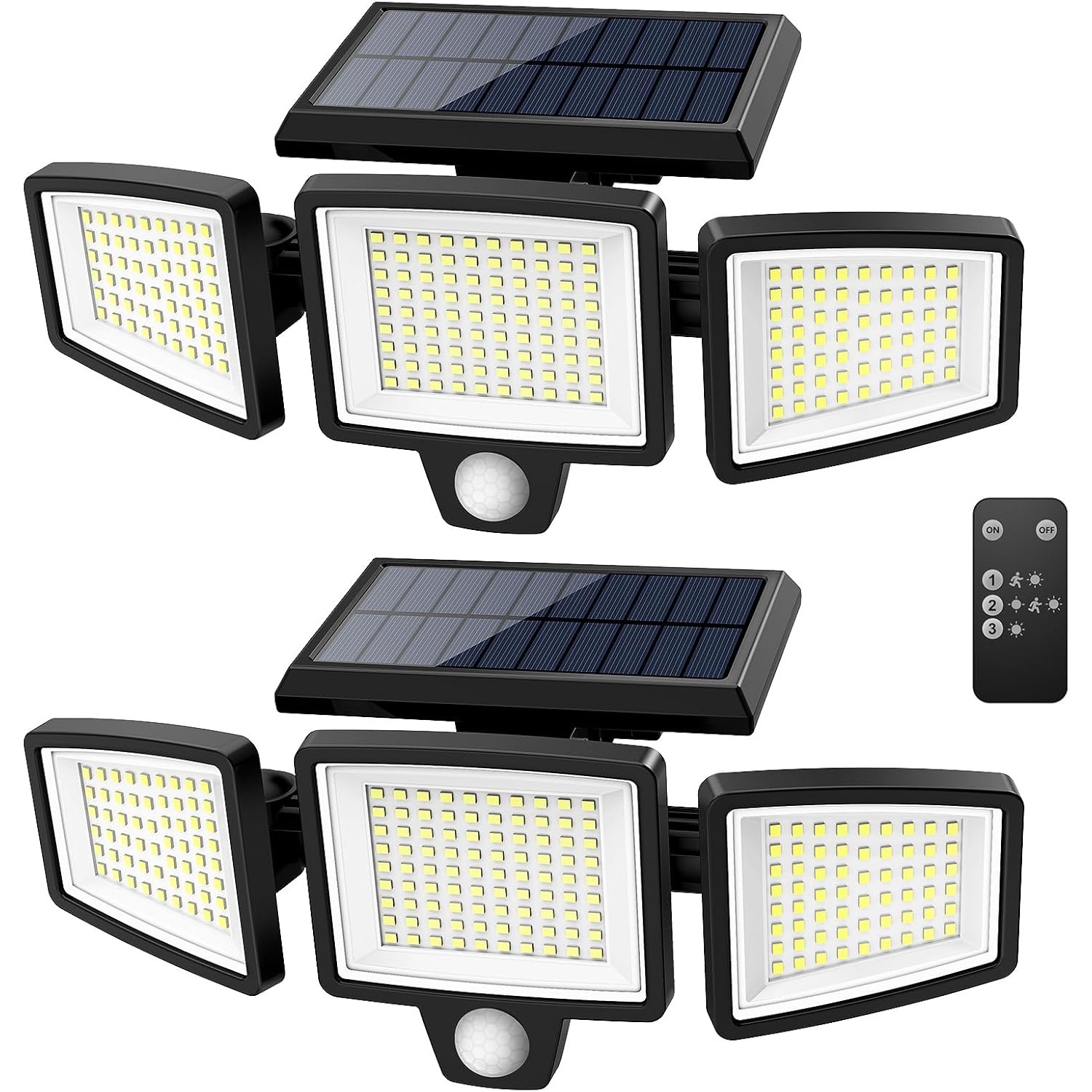 Tuffenough 2500LM Solar Security Lights 3-Head with Remote Control
