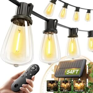 addlon 54FT Solar String Lights USB Port Remote Control
