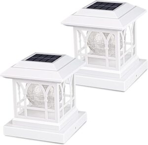 AEFRELEOHT Solar Post Cap Lights Cracked Glass
