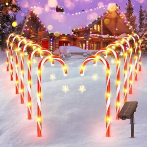 Ahaorigin 12 Pack Solar Candy Cane Lights