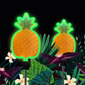 ANGMLN Solar Pineapple Neon Metal Stake Lights