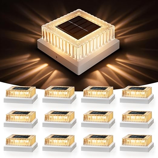 APONUO Solar Post Cap Lights 12 Pack