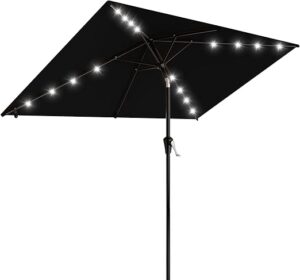 AreShark Rectangular Solar LED Patio Umbrella