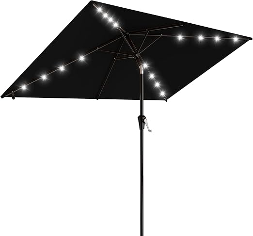 AreShark Rectangular Solar LED Patio Umbrella