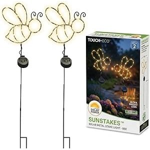 Jinful Solar Bee Garden Lights 4 Pack with Flowers