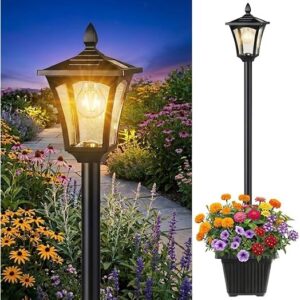 Benany 76 inch Solar Lamp Post Lights with Planter base