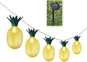 BIMEE Pineapple Solar String Lights (15 ft, 20 LEDs)
