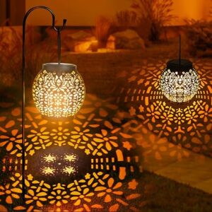 Brizled Solar Lantern Lights 2 Pack with Star Projection