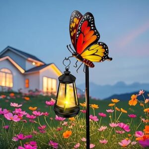 EDOF Solar Metal Butterfly Garden Stake (32-Inch)