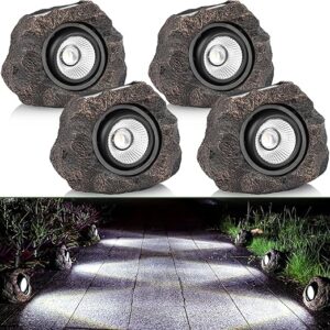 Candieslife Solar Rock Lights Outdoor Garden Waterproof