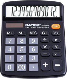 CATIGA 12 Digit Desk Calculator with Large LCD Display & Big Buttons