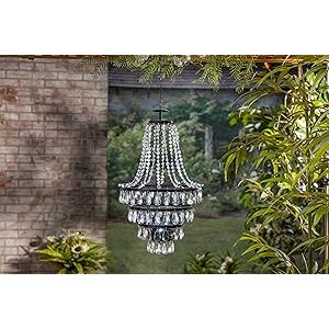 Solar Outdoor Chandelier 4-Light 19-Inch Metal