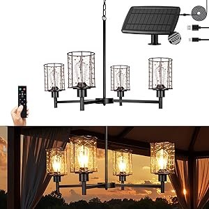 Outdoor Solar Gazebo Chandelier 28-Inch Copper