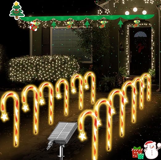 12-Pack Christmas Candy Cane Solar Garden Stakes