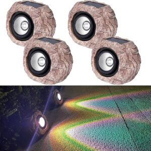 4 Pack LED Colored Solar Rock Lights