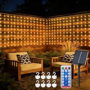 DBFAIRY Solar Curtain Lights 200 LED Remote