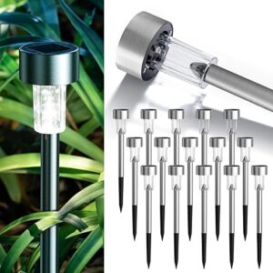 GIGALUMI 16 Pack Solar Lights Outdoor Stainless