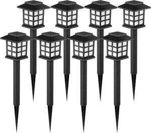 Gigalumi 8 Pack Solar Garden Path Lights Cold White