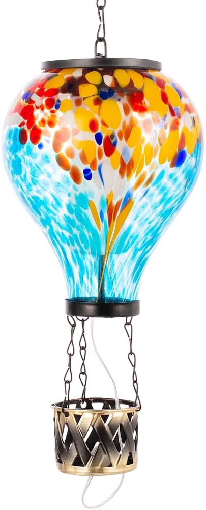 Giole Solar Hot Air Balloon Lantern with Flame Effect