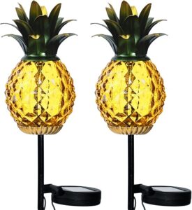 Solar Pineapple Glass Stake Lights Outdoor