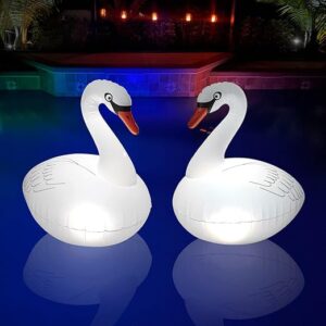 Goallim Floating Pool Lights (2-Pack Inflatable Swan Design)