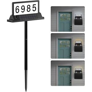 Solar Address Sign for House Numbers Dual-Sided