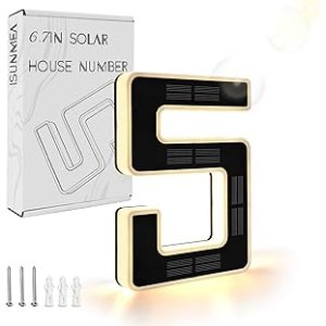 ISUNMEA 6.7 Inch Solar House Numbers Black
