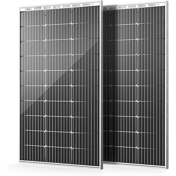Monocrystalline solar panel showing cell grid pattern