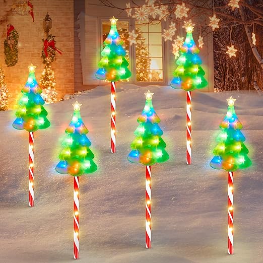 KOOPER 6 Pack Solar Candy Cane Stake Lights