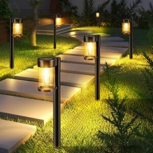 Mancra Solar Pathway Lights 10 Pack Metal Glass
