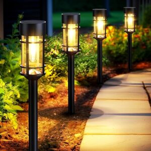 Mancra Solar Pathway Lights 8 Pack Metal and Glass
